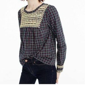 NWT J Crew Embroidered Peasant Top Size Small